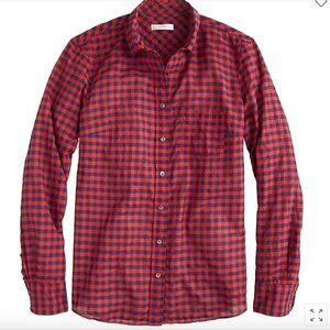 J. Crew Crinkle Boy Shirt Red Navy Check Size 6